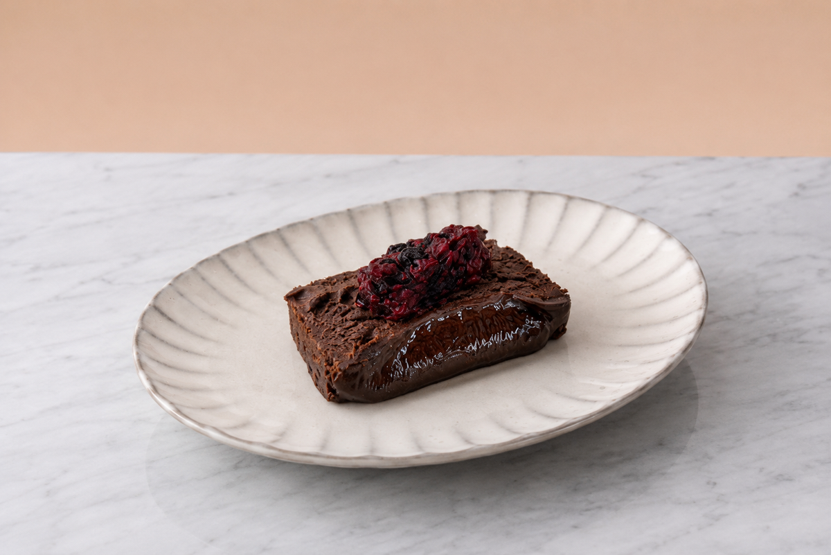 Chocolate cheesecake with forest berries.