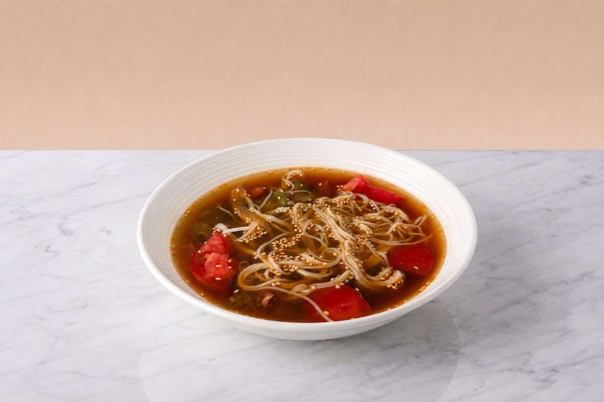 Korean cold soup with marinated beef
