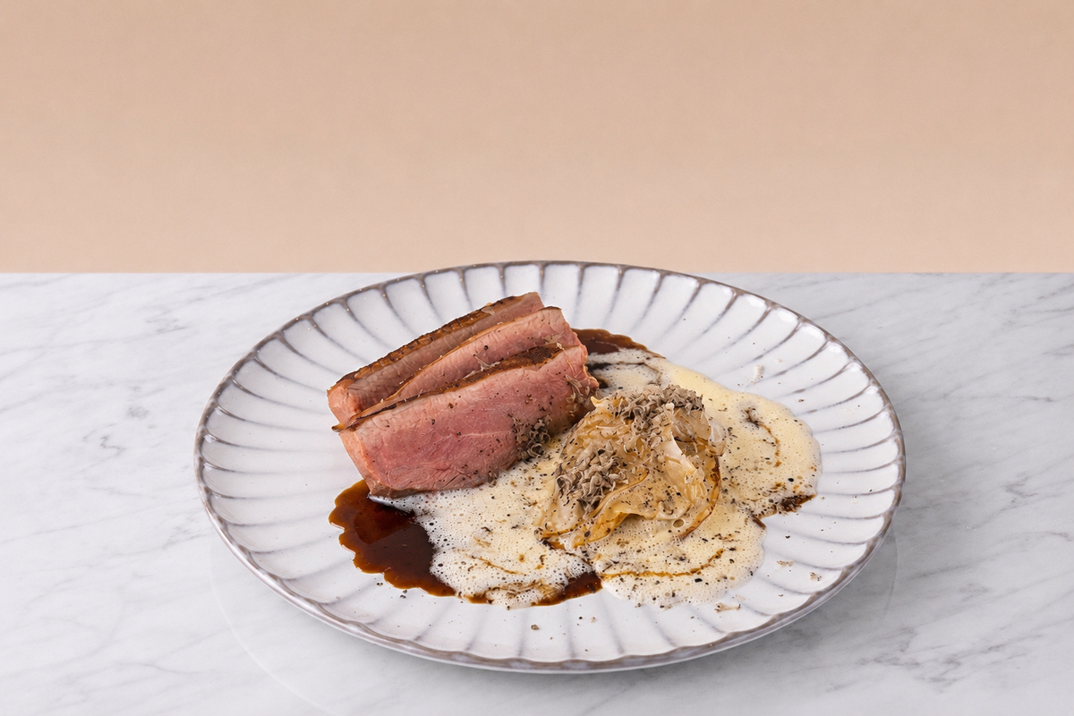 Duck breast with celery root and black truffle 