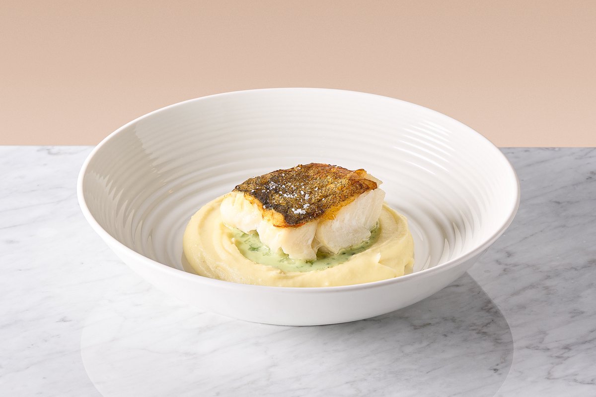 Atlantic cod with edamame and potato cream