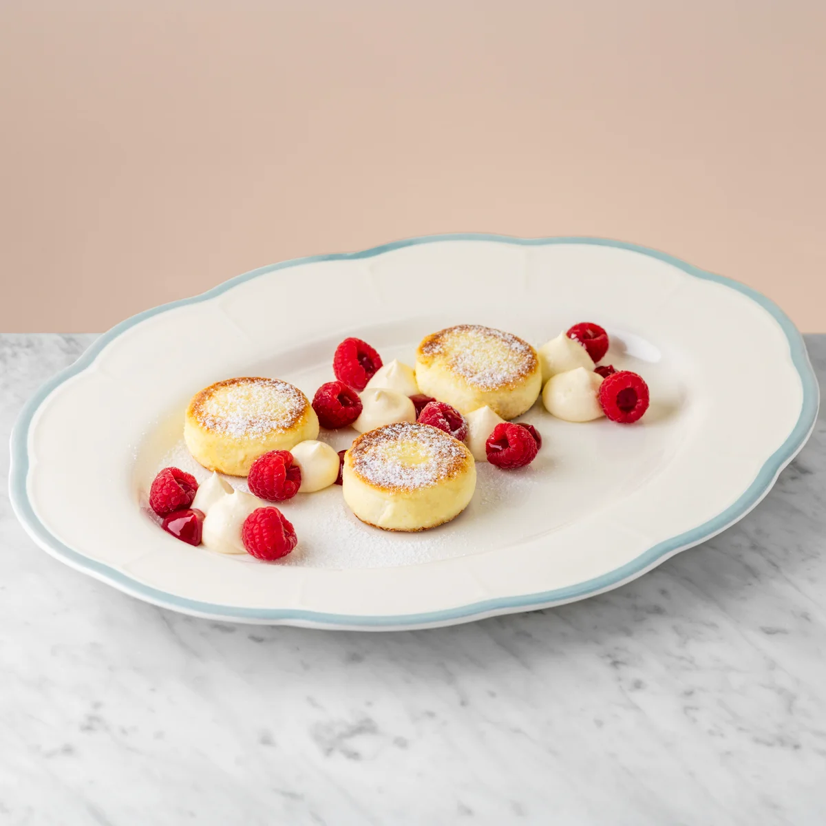 Syrniki with mascarpone and raspberries 2025 season
