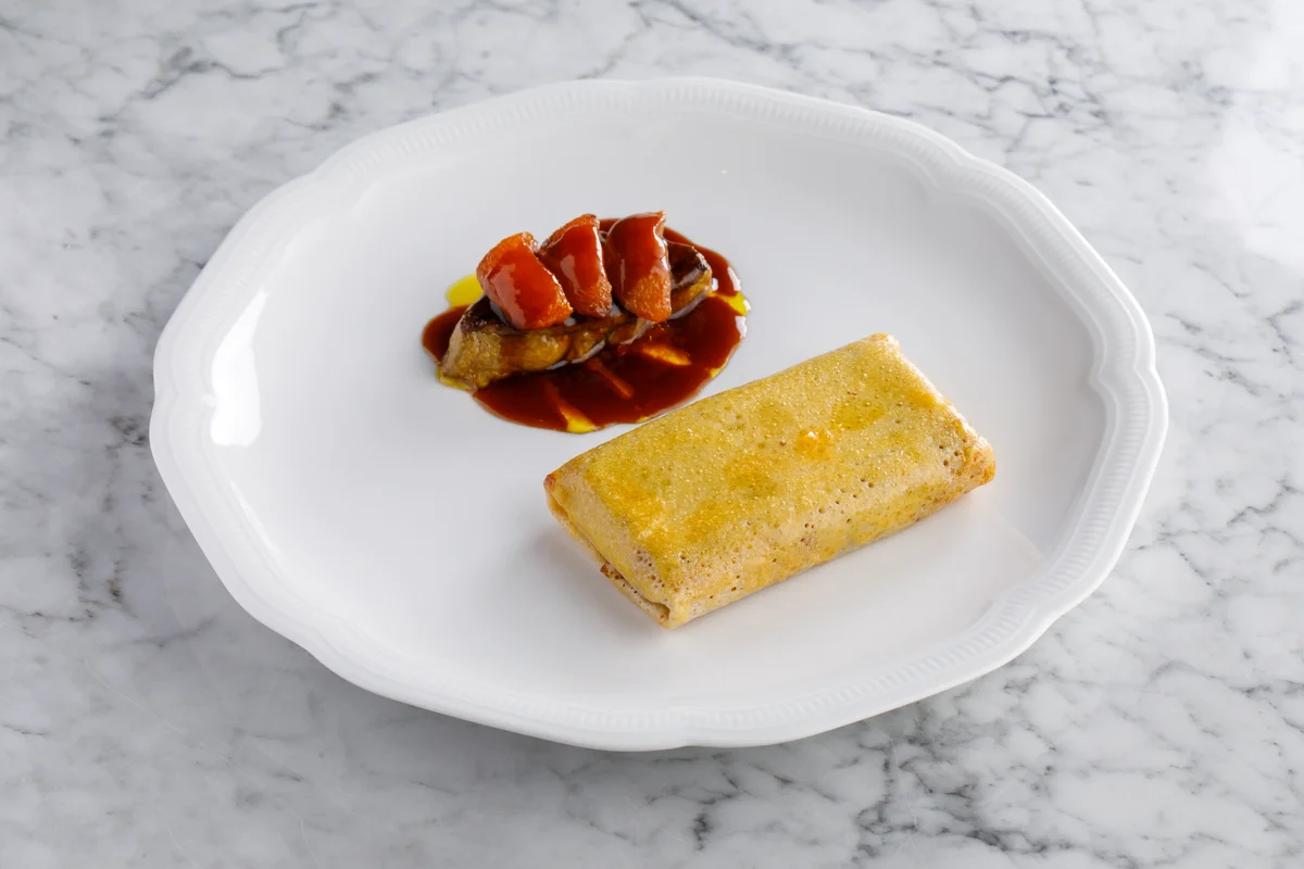 Блины фаршированные с уткой и фуа гра