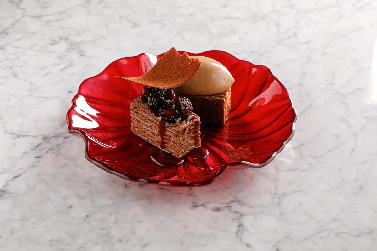 Шоколадный десерт с еловыми шишками